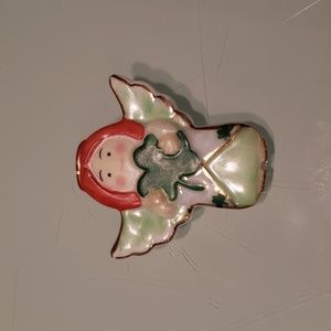 Shamrock Angel Ceramic Pin